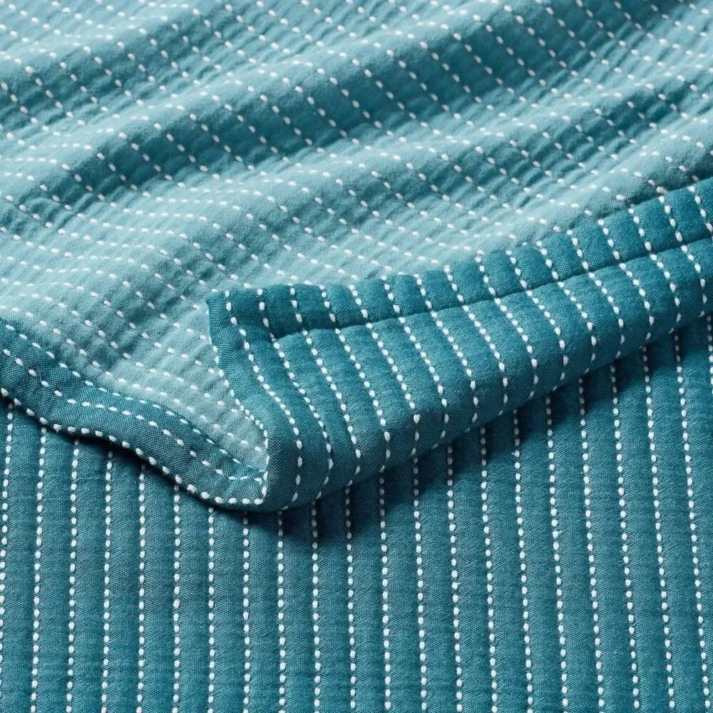 Threshold Full Queen Matelasse Bed Blanket Blue Textured Bedding New